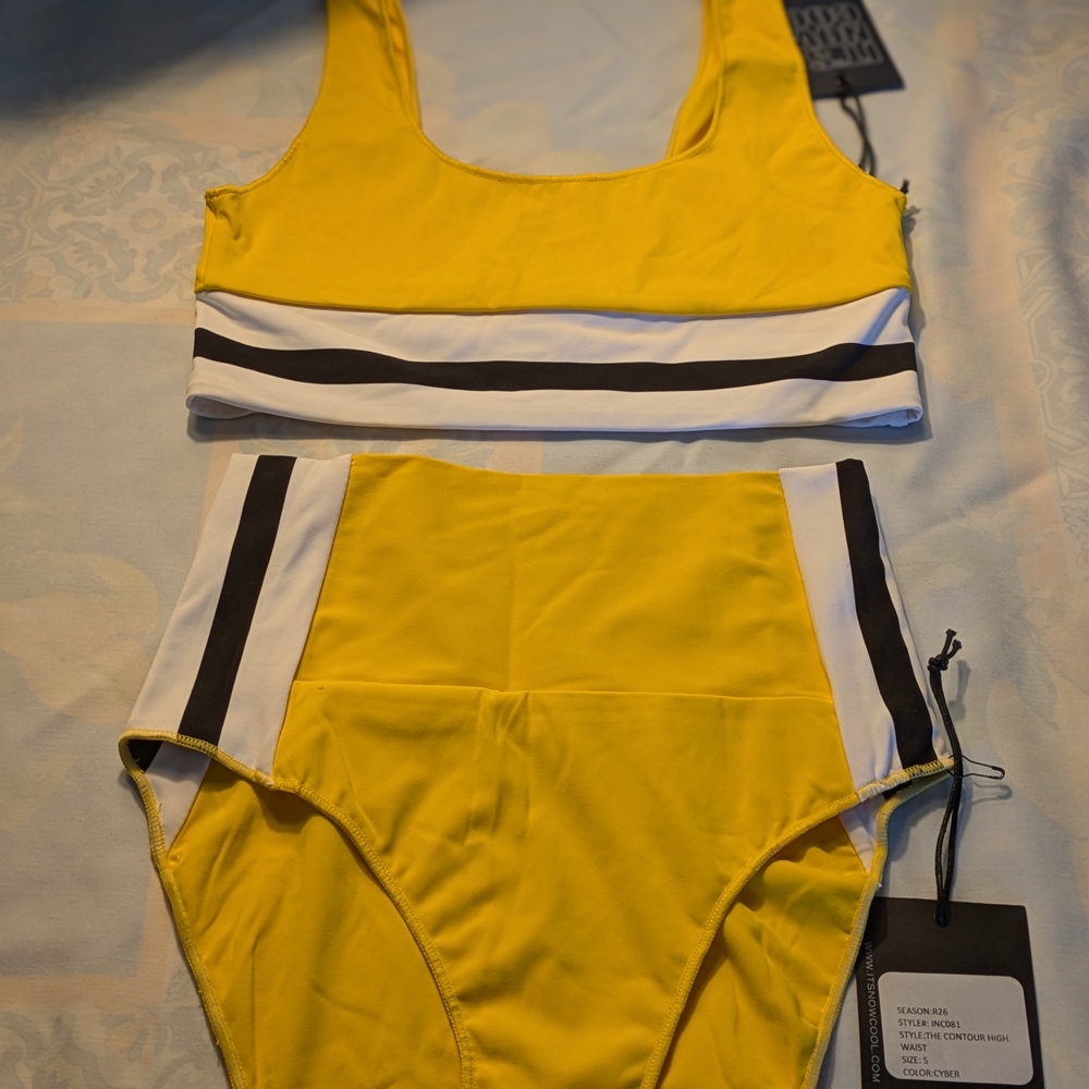 Sporty Yellow and Black Bikini with Racerback Design